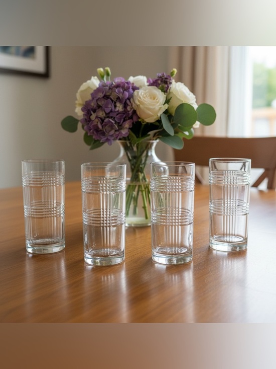 Ralph Lauren Other - Ralph Lauren Glen Plaid Crystal Highball Glasses - Set of Four
